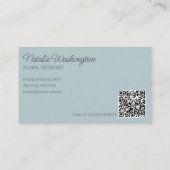 Zachte Blauwe Waterverf Wildbloemen met QR Code Visitekaartje (Achterkant)