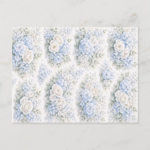 Zachte Blauwe Witte Aquarel Bloemmotief Elegant  Briefkaart