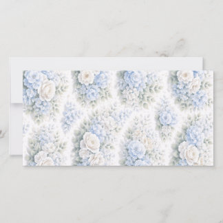 Zachte Blauwe Witte Aquarel Bloempatroon Elegant Save The Date