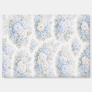 Zachte Blauwe Witte Waterverf Bloemmotief Elegant Magneet