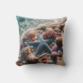 Zachte Blauwe Zeester Schelpen Strand Kussen