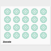 Zachte Blauwgroen Ronde Sneeuwvlok Sticker (Vel)