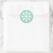 Zachte Blauwgroen Ronde Sneeuwvlok Sticker (Tas)