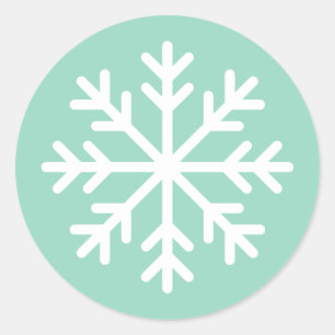 Zachte Blauwgroen Ronde Sneeuwvlok Sticker