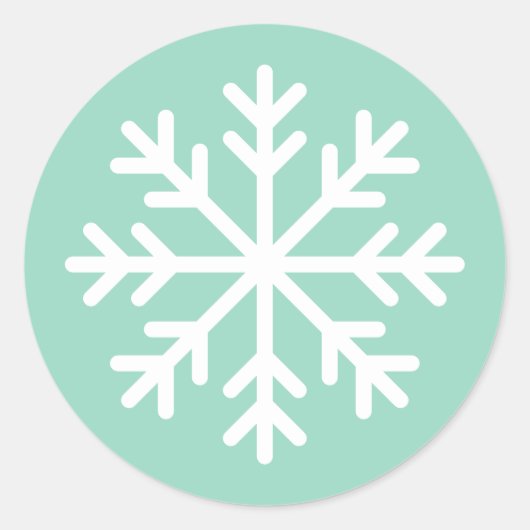 Zachte Blauwgroen Ronde Sneeuwvlok Sticker (Voorkant)