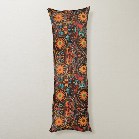 Zachte Blauwgroen "tijdloze voorouderlijke afdruk" Lichaamskussen (Achterkant (Verticaal))