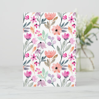 Zachte Bloei Waterverf Bloem Patroon Pastel  Kaart