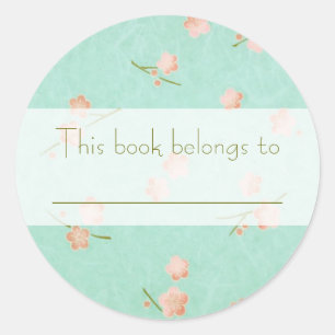 Zachte bloemblaadjes Peach & Aqua Ronde Sticker