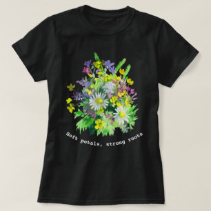 Zachte bloemblaadjes, sterke wortels, waterverf bl t-shirt
