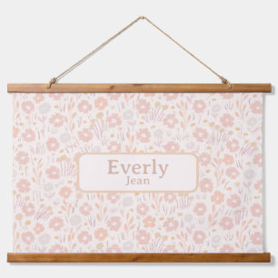 Zachte Bloemen Custom Baby Naam Art Hangend Wandkleed