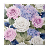 Zachte Bloemen Elegant met Hortensia's en Rozen Tegeltje (Voorkant)