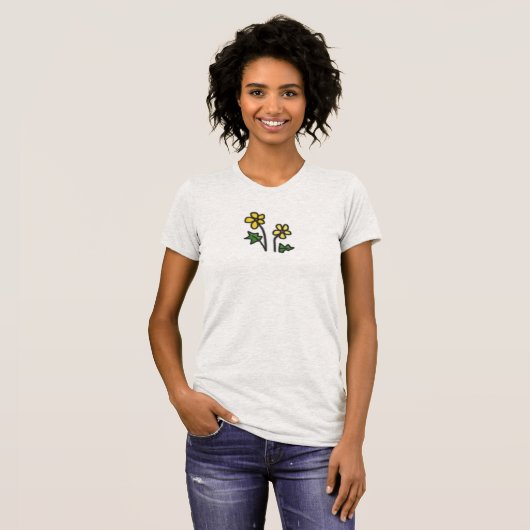 Zachte bloemen Geel T-shirt (Voorkant volledig)