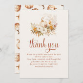 Zachte Bloemen Pompoen Baby shower Dank u kaart (Voorkant / Achterkant)