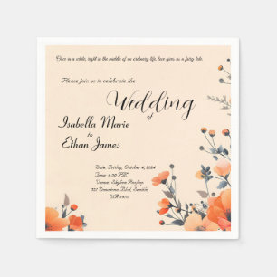 Zachte bloemen romantische bruiloft uitnodiging on servet