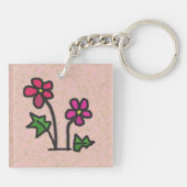Zachte bloemen Roze Sleutelhanger (Achterkant)