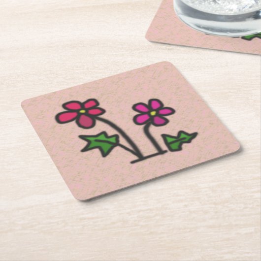 Zachte bloemen Roze Vierkante Kartonnen Onderzetter (Schuin)