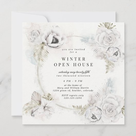 Zachte Bloemen Winter Open Huis Plein Kaart (Voorkant)