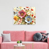 Zachte bloemenelegantie canvas afdruk (Insitu (Woonkamer))