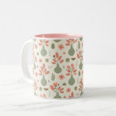 Zachte bloemenvaas patroon - Blush roze accent Tweekleurige Koffiemok (Voorkant links)