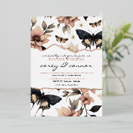 Zachte bloemenvlinders folie uitnodiging