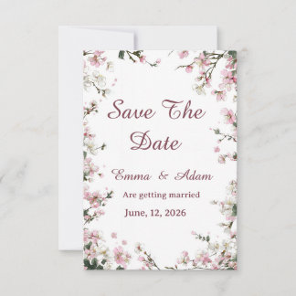 Zachte bloemige pastel Kersenbloesem Save The Date