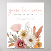 Zachte Bloemige Raad Hoeveel Baby Shower Spel Poster (Voorkant)