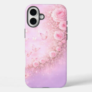 Zachte Bloemmotief – Zachte Roze Rozen met Zachte iPhone 16 Plus Hoesje