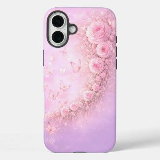 Zachte Bloemmotief – Zachte Roze Rozen met Zachte  iPhone 16 Plus Hoesje