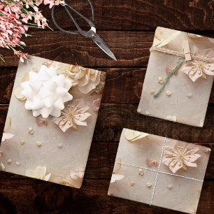 Zachte Blozende Bloemenkrans met Vlinders en Roos Inpakpapier Vel