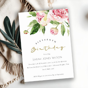 Zachte Blush Bloemen Pioen Elke Leeftijd Zoet 16 V Kaart