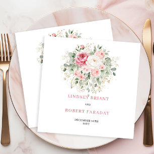 Zachte Blush Bloemige Eucalyptus Gouden Trouwserve Servet