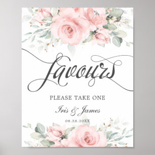 Zachte Blush Bloemige Groene Huwelijk Favors Bord Poster