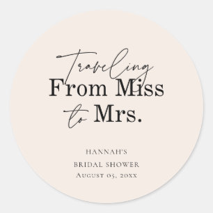 Zachte Blush Bruidsfeest Miss tot Mevrouw  Ronde Sticker