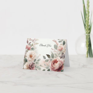 Zachte Blush Florale Pioenroos en Rozen Serenade Bedankkaart