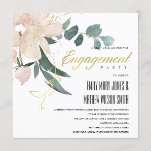 ZACHTE BLUSH GOLD FLORAL BUNCH WATERVERF VERLOVING KAART