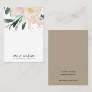 ZACHTE BLUSH GOLD FLORAL WATERVERF EARRING DISPLAY VISITEKAARTJE