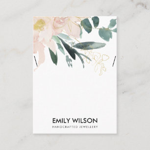 ZACHTE BLUSH GOLD FLORAL WATERVERF KETTING DISPLAY VISITEKAARTJE