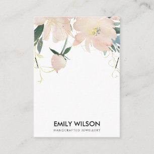 ZACHTE BLUSH GOLD FLORAL WATERVERF KETTING DISPLAY VISITEKAARTJE