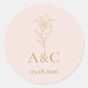 Zachte Blush Lelie Trouw Monogram Enveloppe Zegel