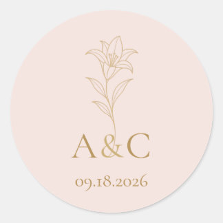 Zachte Blush Lelie Trouw Monogram Enveloppe Zegel