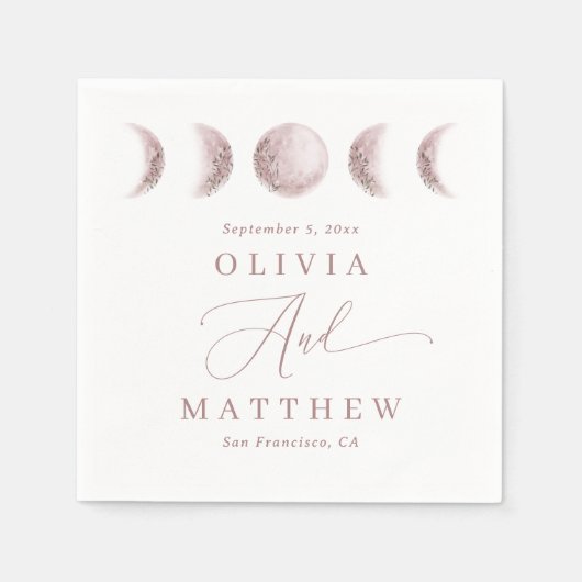 Zachte Blush Moon | Delicate Elegant Script Weddin Servet (Voorkant)