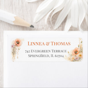 Zachte Blush Papaver Elegante Redactionele Trouwgu Etiket
