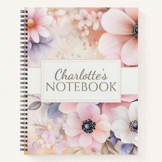 Zachte Blush Pastel Waterverf Bloem Illustratie Notitieboek