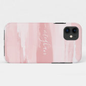Zachte Blush Roze Aquarel Monogram Script Notitieb Case-Mate iPhone Case (Achterkant (horizontaal))