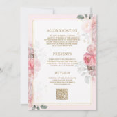 Zachte Blush Roze Bloemen Goud Alles In Een Huweli Kaart (Achterkant)
