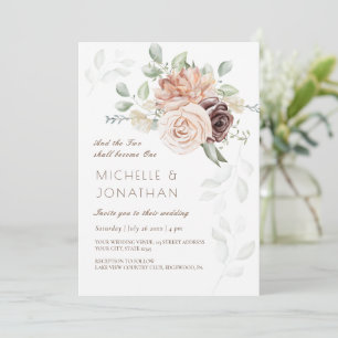 Zachte Blush Roze Bloemen Groen Christelijke Bruil Kaart