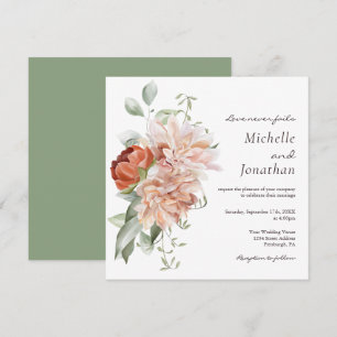 Zachte Blush Roze Bloemen Groen Christelijke Bruil Kaart