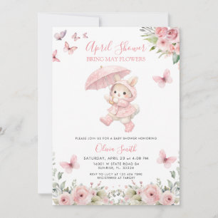Zachte Blush Roze Bloemige April Baby Shower Kaart