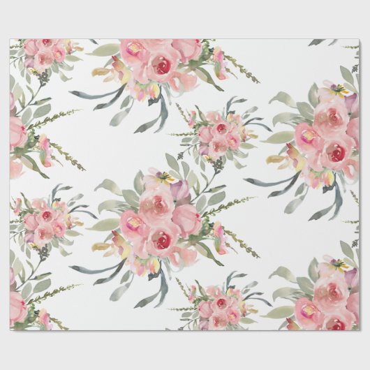 Zachte Blush Roze Elegante Vrouwelijke Bloemige Br Cadeaupapier (Vlak)