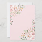 Zachte Blush Roze Goud Bloemen Meisje Doop Frans Kaart (Achterkant)